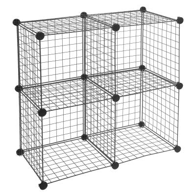 China 4 Cube Wire Grid Storage Shelves Black 14