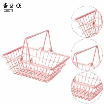 China Mini Pink Shopping Baskets Cute Metal Customized Size Shopping Cart for sale