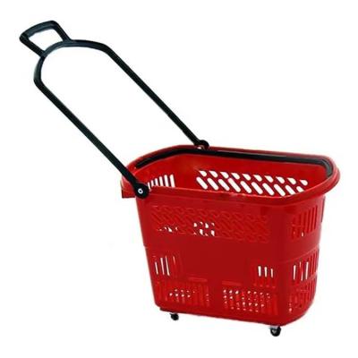 China Supermercado de plástico cesta de compras tiendas minoristas mercado rojo tienda cesta en venta