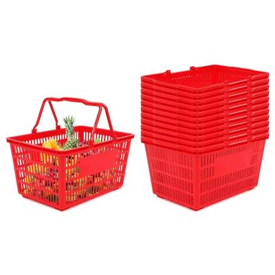 China Plastic Red Supermarket Accessories Shopping Hand Basket Customzied for sale