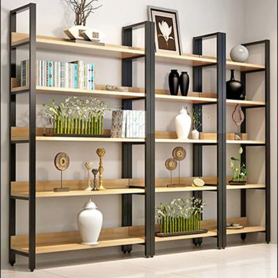 China Steel Wood Gondola Shelving Household Multi Storey Living Room Bookshelf for sale