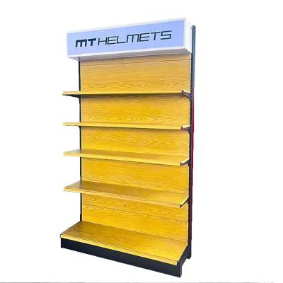 China Metal Wood Grain Shelves Heavy Duty 1-7 Layers For Retail Store for sale