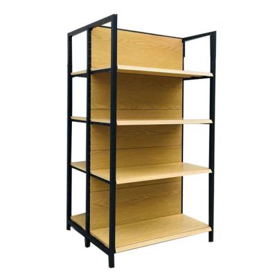 China Supermarket Wood Grain Shelving Shop Convenience Store Display Stand for sale