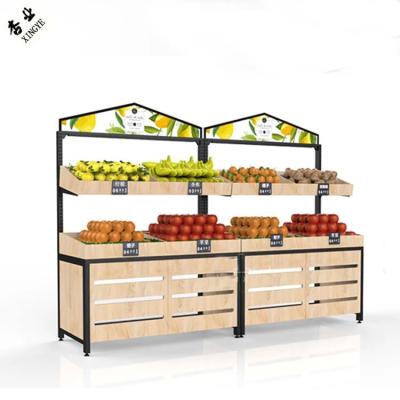 China Wooden Fruit And Vegetables Shelves Display Rack For Supermarket for sale