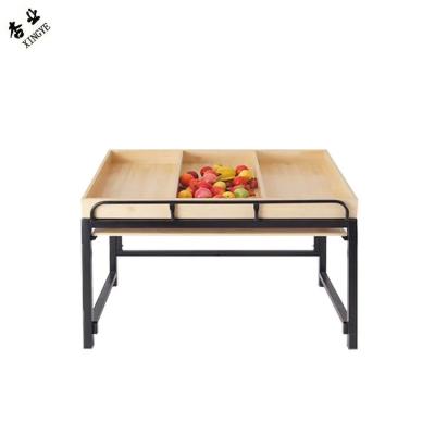 China Wood Fruit And Vegetables Display Rack Multi Functional Double Sided for sale
