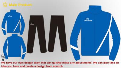 China Customized 100 Cotton Contrast sweatshirt Mens Sport Tracksuits , Blue for sale