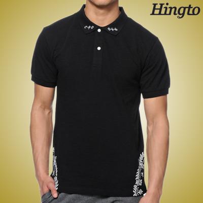China Eco Friendly Black Short Sleeve Polo Shirts with Mature Silk Screen for sale