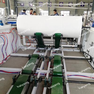 China Automatic Embossed Maxi Roll Toilet Tissue Rewinding Glue Small Bobbin Paper Manufacturing Machine for sale