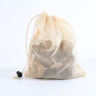 China Organic Cotton Drawstring Bag Backpack Vegetable Grocery Mesh String Backpack for sale