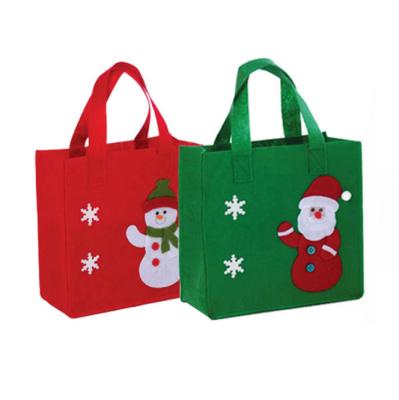 China 2021 new hot selling  Christmas Santa  felt tote bag reusable woman  shopping bag handle bag for Christmas gift for sale