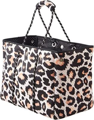 Китай сумки перекрестного мешка для перевозки трупов Tote неопрена портмона печати леопарда arge, облегченной, складывая и портативный, многоразовой пляжа для женщин продается