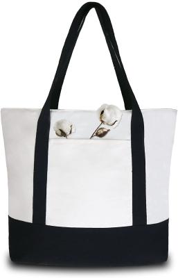 China Cotton Canvas Tote Shoulder Bags Boat Bag Ladies Canvas Blank Tote Bag With Pocket for sale