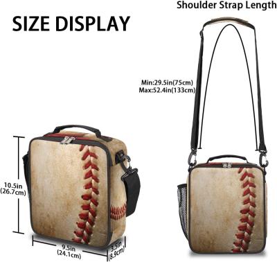中国 Kids Lunch Cooler Bag Insulated Baseball Prints Lunch Tote Bags 販売のため