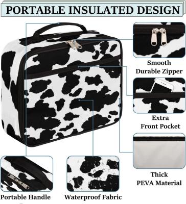 China Multi Functional Waterproof Fabric Cow Printed Lunch Bag With Handle en venta