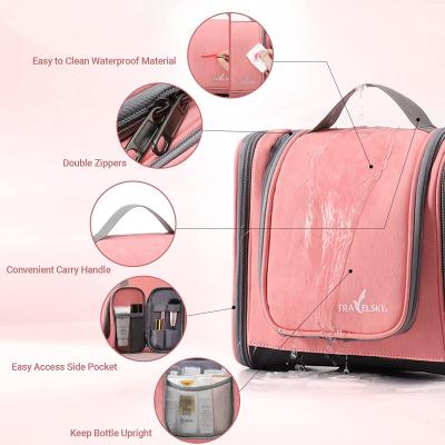 China Hanging Toiletry Bag for Women,Pink Makeup Travel Bathroom Bag,Waterproof Medium Ladies Travel Toiletry Bag for sale