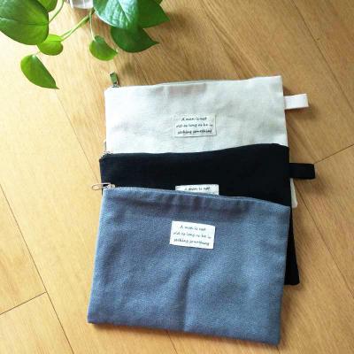 China Customize Black Flat Canvas Pouch For Ipad Reusable ECO Free Small Cotton Pocket for sale