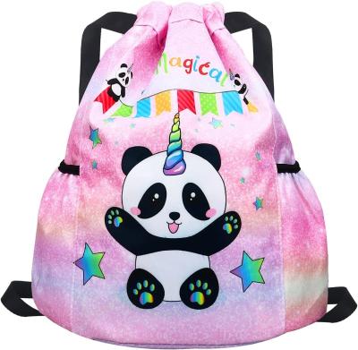 China Gym Beach Swim Travel Panda Mini Bag Backpack for Kids With 2 Water Bottle Holder for sale