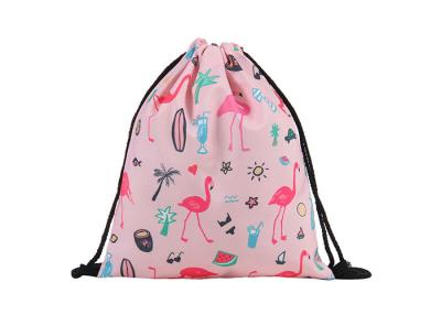 China Portable Folding Drawstring Bag Backpack Pink Drawstring Backpack With Logo for sale