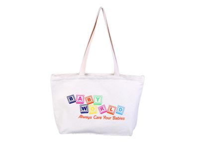China Polyester White Large Canvas Tote Bags Foldable With Zipper For Students for sale