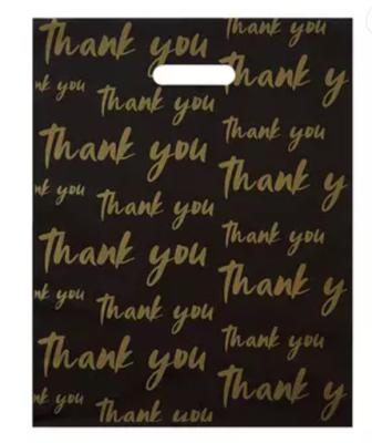 China PE PVC Thank You Plastic Shopping Bags Black Boutique Shopping Bag for sale