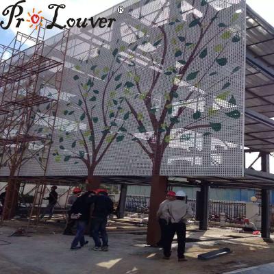 China Tree picture perforated aluminum sheet, perforated metal sheet for facade for sale