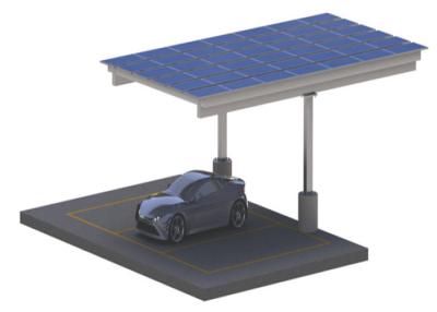 China Galvanized Residential Solar Carport Structures , On Off Grid Solar Power Parking Lot for sale
