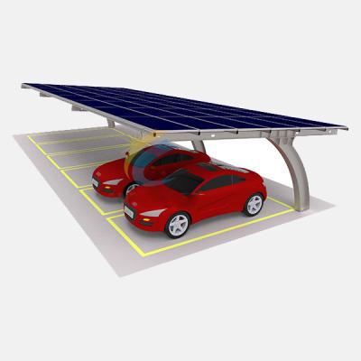 China On/Off Grid Outdoor Carport Solar Systems Waterproof Photovoltaic Panel High Stability Galvanized Solar Car Parking Rack for sale