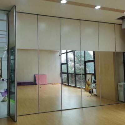 China Gym Studio Partition Folding Removable Mirror Glass Wall for sale