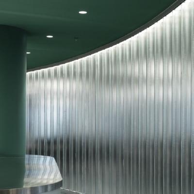 China U Shape Tempered Clear Glass Partition Wall With Interlining Drawings Frosted Glazing Wall for sale