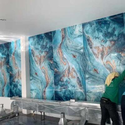 China Interior Decoration 3D Printing Wall Plastic UV Marble PVC Panels For Hotel for sale