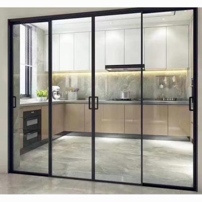 China 10mm Tempered Glass Partition Walls Aluminum Frame Glass Door for sale