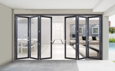 China Balcony Thermal Break Glass Partition Walls Stacking Aluminum Bifold Door for sale