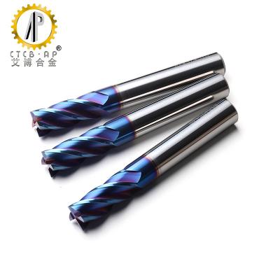 China CNC 0.4 Grain Carbide Square End Mills With Nano Blue Coating for sale