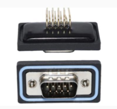 China D-Sub 9 Pin Male Panel Mount Right Angled Waterproof Connectors PCB Type IP67 for sale