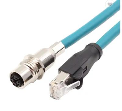 China M12 Connector 8pin A Code To RJ45 Ethernet Connector Profinet Cable CAT5e for sale