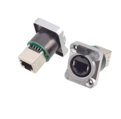 China Ethernet 8P8C RJ45 Female Connector Panel Mount Industrial Connectors Push Lock for sale