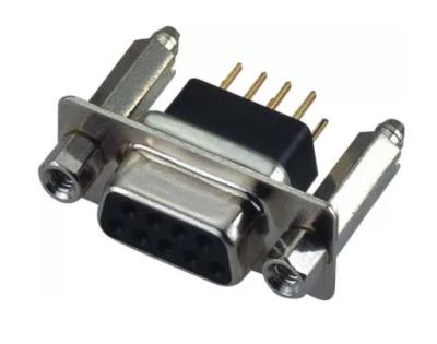 China 180° DIP Right Angled DB9 Industrial Connectors DSUB For PCB PBT Black With Back Fork Screw for sale