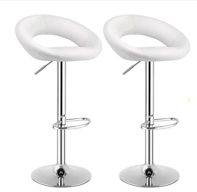 China White Color Adjustable Bar Stool Chair PU Leather Swivel In Polished Leg for sale