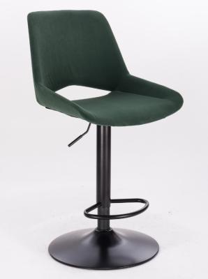 中国 反対の高さの黒いメタル・ベースの調節可能なバー スツールの椅子のビロードの旋回装置のバー スツール 販売のため