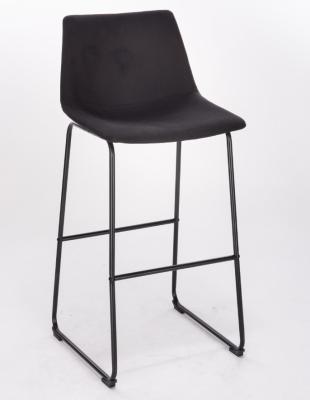 China Black Kitchen Upholstery Bar Stools With Leather Seats With Middle Back And Steel Leg for sale