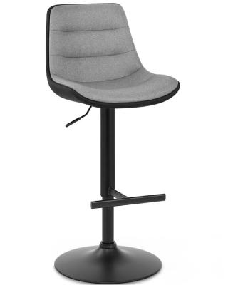 China 43xD41xH94-116cm Fabric Bar Stools Grey Velvet With Back With Adjustable And Swivel Black Leg for sale