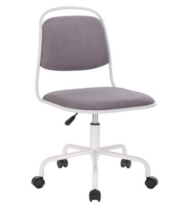 China High Back Computer Home Office Swivel Chair With Grey Linen Seat White Swivel Castor Leg for sale