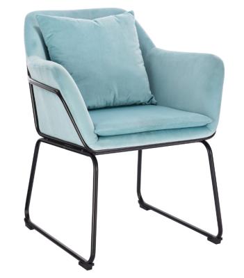 China Blue Modern Accent Chairs Living Room With Lumbar Support And Black Steel Leg for sale