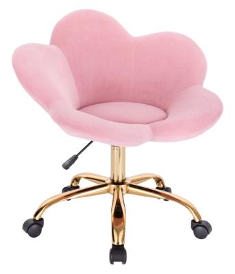 China Adjustable Height Home Office Swivel Chair Flower Shape Pink And Golden Leg for sale