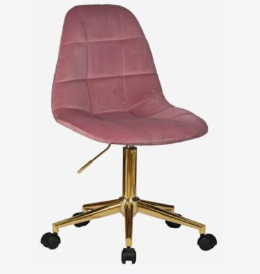 China Golden Pink Velvet Swivel Chair Office Home Adjustable Height In Polished Leg for sale