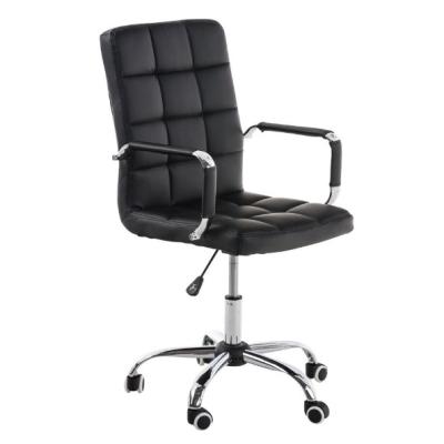 中国 のどの革旋回装置の仕事の椅子のArmrestが付いている小さいスペースのための黒の調節可能な高さの旋回装置の総本店の椅子 販売のため
