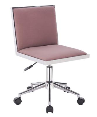 China Strong Steel Frame Velvet Upholstered Swivel Office Chair Adjustable Chrome Leg And Castors for sale