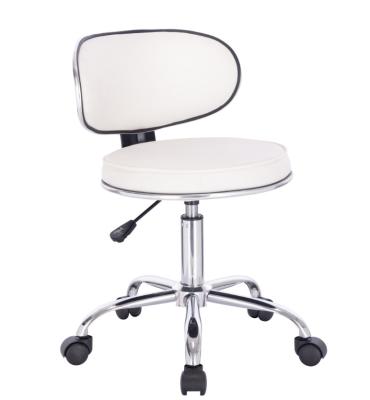 China Leather Modern Upholstered Office Chair 46.5-57.5cm Round Frame With Swivel Adjustable Chrome Leg And Castors for sale