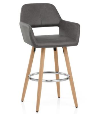 China Wooden Dark Grey PU Leather Bar Stool for sale