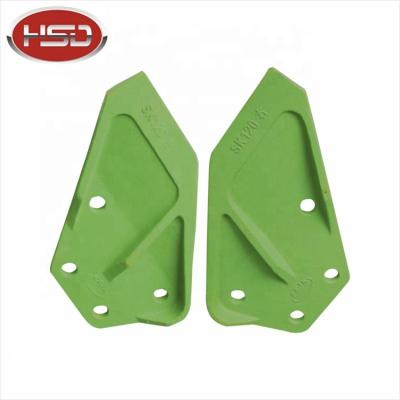 China Durable 4 holes green color machinery engineering&construction parts bucket side cutter for SK120 excavator spare parts on sale for sale
